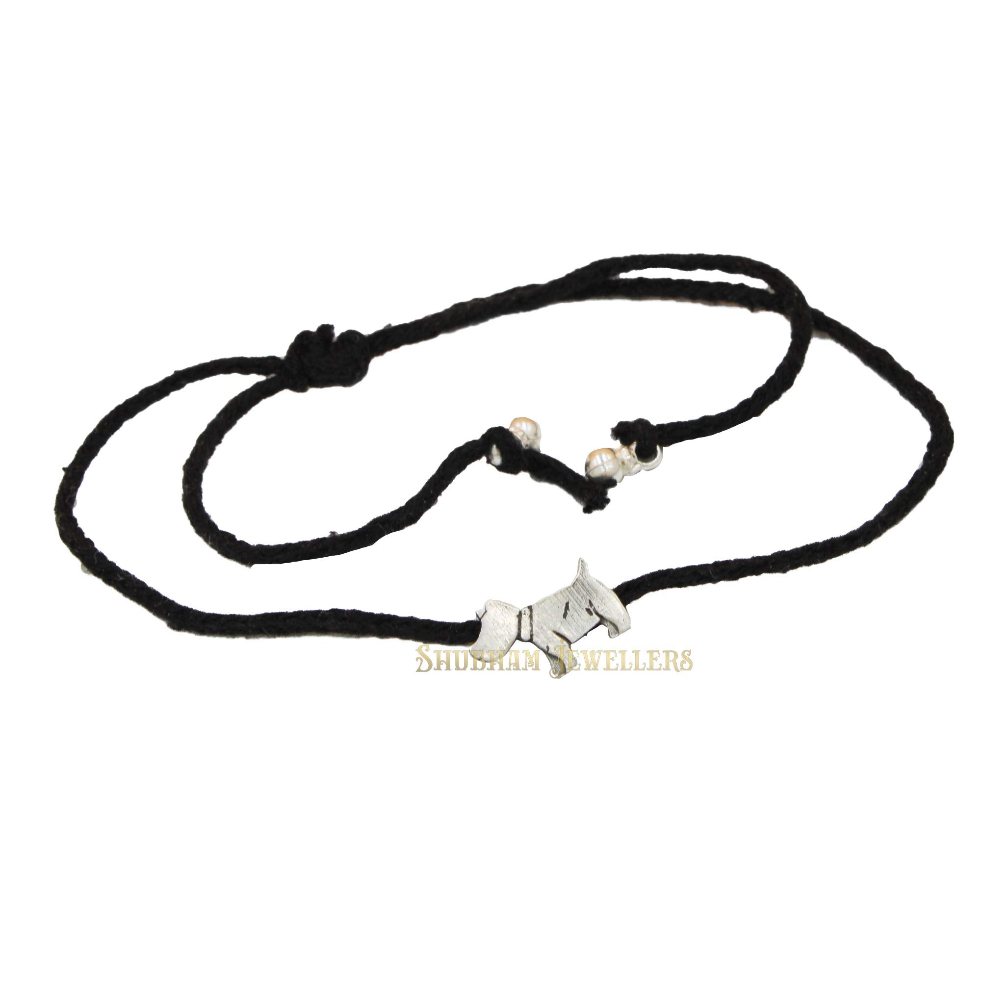 "SJ SHUBHAM JEWELLERS Rehti 925 Oxidised Silver Black Thread Puppy Nazarbattu/Nazaiya Anklet/Bracelet for Girls, Women and Children with Silver Ghunghroo"
