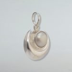 "SJ Pure 925 Silver 100% Natural Pearl Silver Motif Moon Pendent, Silver Chand Pendant Locket for Women and Men"