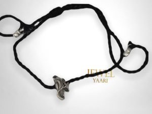 "Shubham Jewellers Rehti 925 New Oxidised Black Thread Silver leaf Nazarbattu/Nazaiya Anklet/Bracelet for Girls, Women and Children with Silver Ghunghroo"