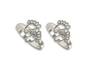 SJ SHUBHAM JEWELLERS 925 Sterling Silver Hallmarked Toe Ring Foot Step Bicchiya Pure Silver Toe-Ring for Women (Pair 4 Gms)