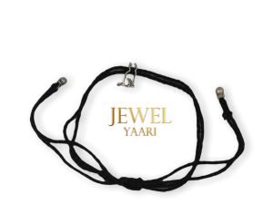 "Shubham Jewellers Rehti 925 New Oxidised Black Thread Silver Cat Nazarbattu/Nazaiya Anklet/Bracelet for Girls, Women and Children with Silver Ghunghroo"