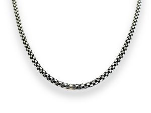 "SJ SHUBHAM JEWELLERS 925 sterling silver Popcorn Chain For Men, Women, Boys, and Girls, Oxidized Chain Necklace BIS Hallmarked Chain"