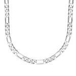 JewelYaari? Pure 925 Sterling Silver Italian Sachin Figaro Chain Necklace ACPL for Men 24 Inches(38 gm)