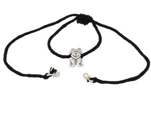 "Shubham Jewellers Rehti 925 Oxidised Silver Black Thread DOG Nazarbattu/Nazaiya Anklet/Bracelet for Girls, Women and Children with Silver Ghunghroo"