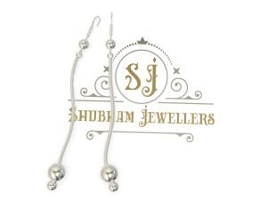 SJ SHUBHAM JEWELLERS? Minimalist Long Thin Sterling Silver BIS Hallmarked Jewelry Linear Drop Dangle Earrings