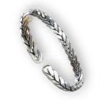 SJ SHUBHAM JEWELLERS™ 925 Pure Silver Chandi Oxidized Tribal Thai Viking Kada For Men(Torque Cuff Kada Men's Silver Bracelet)