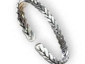 SJ SHUBHAM JEWELLERS™ 925 Pure Silver Chandi Oxidized Tribal Thai Viking Kada For Men(Torque Cuff Kada Men's Silver Bracelet)