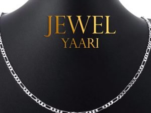 JewelYaari? Pure 925 Sterling Silver Italian Sachin Figaro Chain Necklace ACPL for Men 20 Inches(24 Gm)