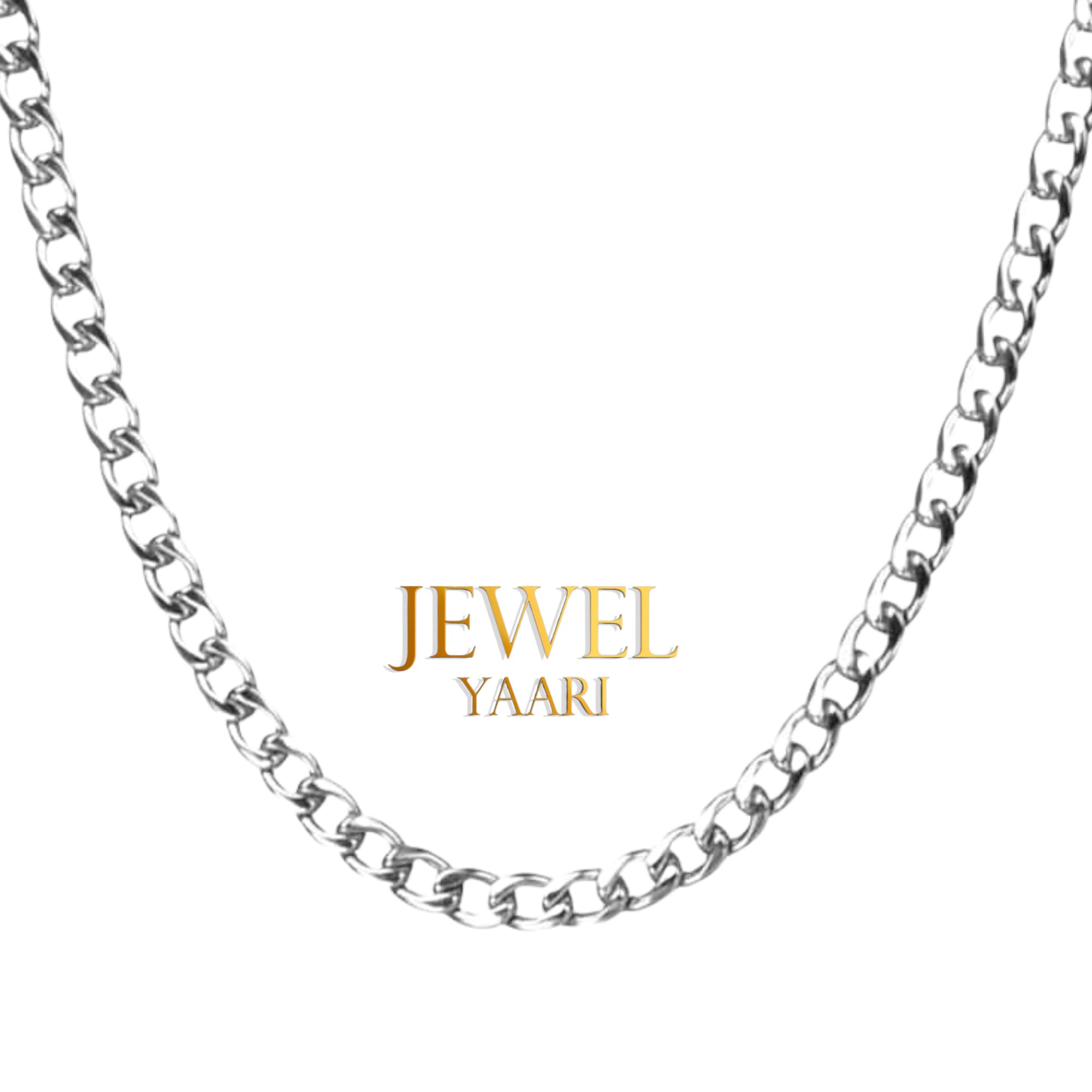 JewelYaari? Pure 925 Sterling Silver Italian Sachin CURB Chain Necklace ACPL for Men 24 Inches(10 Gm)