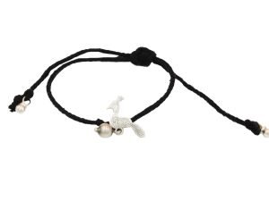 "Shubham Jewellers Rehti 925 Oxidised Silver Black Thread Peacock Nazarbattu/Nazaiya Anklet/Bracelet for Girls, Women and Children with Silver Ghunghroo"