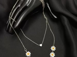 Beautiful Golden Daisy Heart Two-Layered Necklace For Women & Girls