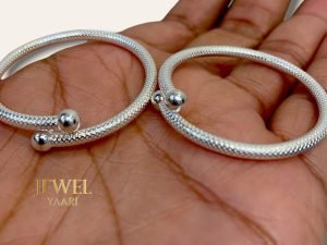 SJ SHUBHAM JEWELLERS? Exclusive Pure 925 Sterling Silver textured Kada for Baby Boys & Girls 1.4 INCH