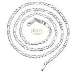 JewelYaari? Pure 925 Sterling Silver Italian Sachin Figaro Chain Necklace ACPL for Men 20 Inches(20 Gm)