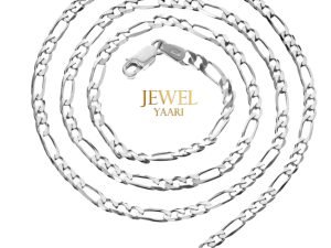 JewelYaari? Pure 925 Sterling Silver Italian Sachin Figaro Chain Necklace ACPL for Men 20 Inches(20 Gm)
