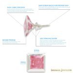 "Shubham Jewellers Rehti 925-92.5 Sterling Silver Princess Cut Pink Real Cubic Zirconia Fashion Stud Tops Earrings For Men,Women,Children,Boys and Girls"