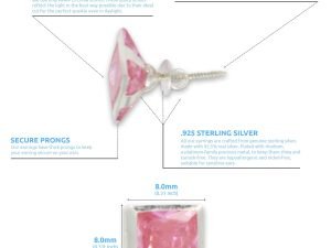 "Shubham Jewellers Rehti 925-92.5 Sterling Silver Princess Cut Pink Real Cubic Zirconia Fashion Stud Tops Earrings For Men,Women,Children,Boys and Girls"