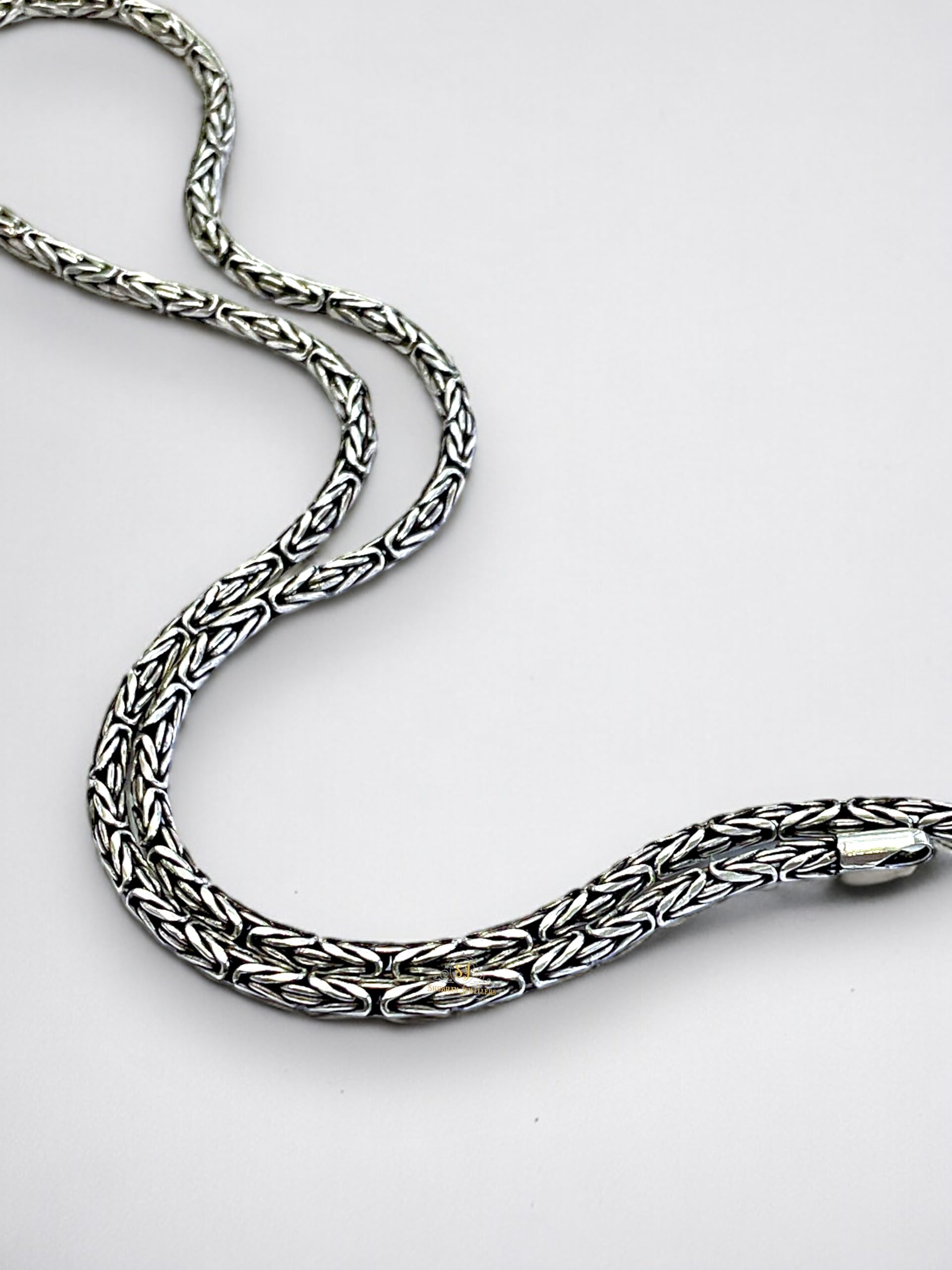 "SJ SHUBHAM JEWELLERS 925 sterling silver Link Chain For Men, Women, Boys, and Girls, Oxidized Chain Necklace BIS Hallmarked Chain (Link_20IN_26GM)"