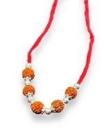 "Rudraksha Rakhi 925 Sterling Silver Rakhi for brother Rudraksha Rakhi Bracelet Raksha Bandhan Pure Cotton For Men, Boys, Kids Rakhi With Roli Chawal"