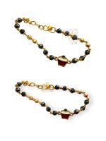 Gold Foaming Jewellery Gold Plated Baby Bracelet Crystal Nazariya Bracelet Latest Trend Style Beautiful Artificial Hand Nazariya for Kids