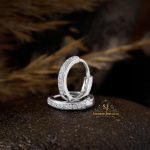 "SJ SHUBHAM JEWELLERS Rehti 925 Pure Sterling Silver Hoops Bali Earrings With White American Diamond Cz for Girls, Babies or Boys"