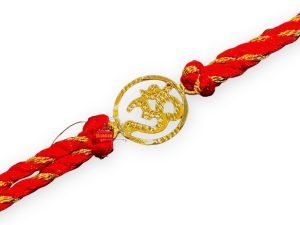 SJ SHUBHAM JEWELLERS™ OM Sathiya 20K Gold Rakhi Bracelet for Men/Boys (Yellow Gold Rakhi For Brother)
