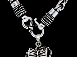 Shubham Jewellers Rehti 925 92.5 Pure Sterling Silver Oxidised Guthi Bracelet With Shiva Damru and Hallmark