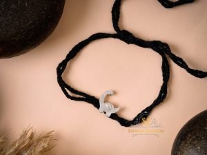 "Shubham Jewellers Rehti 925 New Oxidised Black Thread Dinosaur Silver Nazarbattu Nazaiya Anklet/Bracelet for Girls, Women and Children with Silver Ghunghroo"