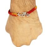 "Om Trishool Silver Rakhi Pure 925 Sterling Silver Rakhi for brother Charm Bracelet Raksha Bandhan With Pure Cotton Thread For Men, Boys, Rakhis Omtrwht"