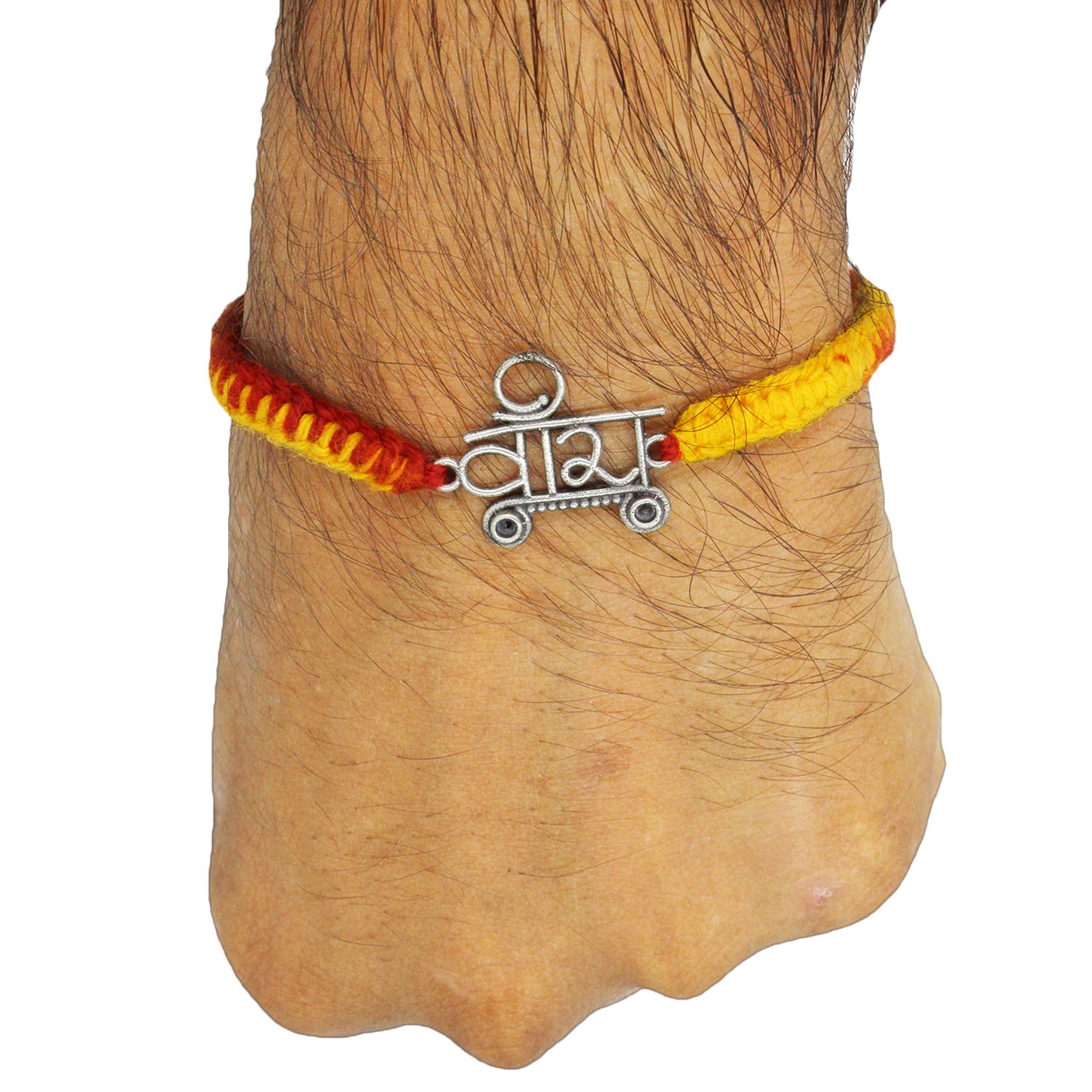 "SJ SHUBHAM JEWELLERS? Pure 925 Sterling Silver Rakhi for brother Charm Bracelet Raksha Bandhan With Pure Cotton Thread For Men, Boys, Rakhis Vra"