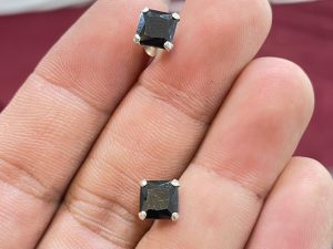 925 Sterling Silver Earring Studs With BLACK Cubic Zirocnia