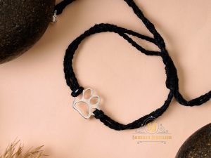 "JEWELYAARI 925 New Oxidised Black Thread Silver Pug Paws Nazarbattu Nazaiya Anklet Bracelet for Girls, Women and Children with Silver Ghunghroo"