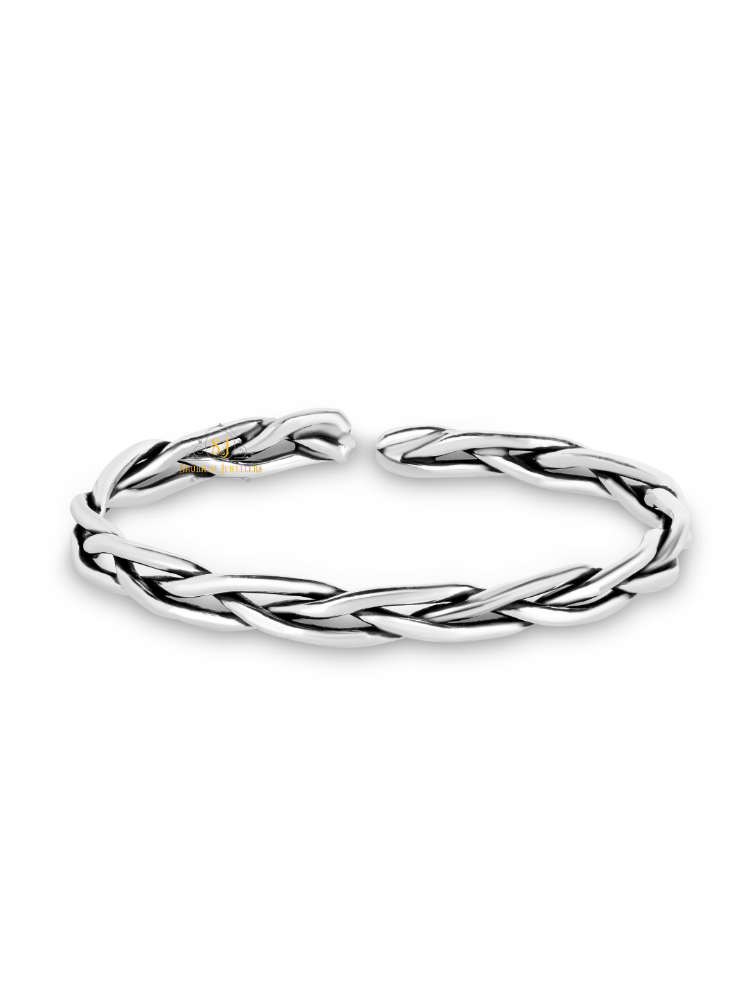 925 Pure Silver Chandi Oxidized Tribal Thai Viking Kada For Men(Torque Cuff Kada Men's Silver Bracelet)