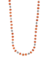 "JewelYaari Rudraksha Capping Silver Mala for Men | 3 rudraksha and 1 Om combination 54 Sacred 5 Mukhi Rudraksha Beads | 925 Silver | Ideal for Meditation, Focus, and Spiritual Practices"