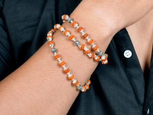 "JewelYaari Rudraksha Capping Silver Mala for Men | 5 Rudraksha and 1 Om, 54 Sacred 5 Mukhi Rudraksha Beads | 925 Silver | Ideal for Meditation, Focus, and Spiritual Practices"