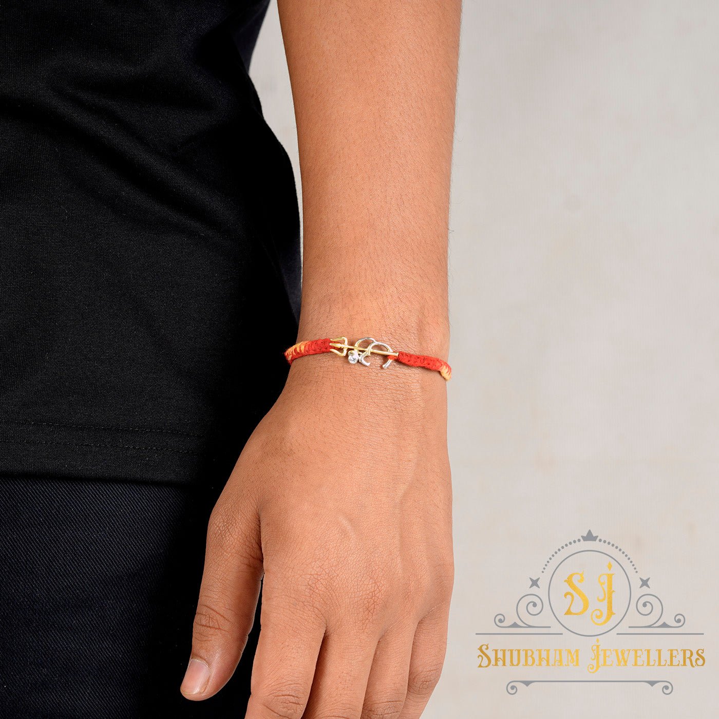 "925 Trishool Om Golden Silver Rakhi | Sterling Silver Rakhi for brother, Rakhi For Men, Rakhi For Kids("