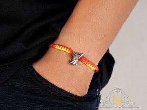 "Damru Silver Rakhi 925 Sterling Silver Rakhi for brother , Rakhi For Men, Rakhi For Kids( Shiva Damru Pendant Silver Rakhi )"