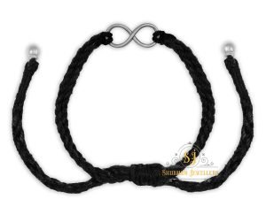 "JEWELYAARI 925 New Oxidised Black Thread Silver Infinity Nazarbattu Nazaiya Anklet for Girls, Women and Children with Silver Ghunghroo"