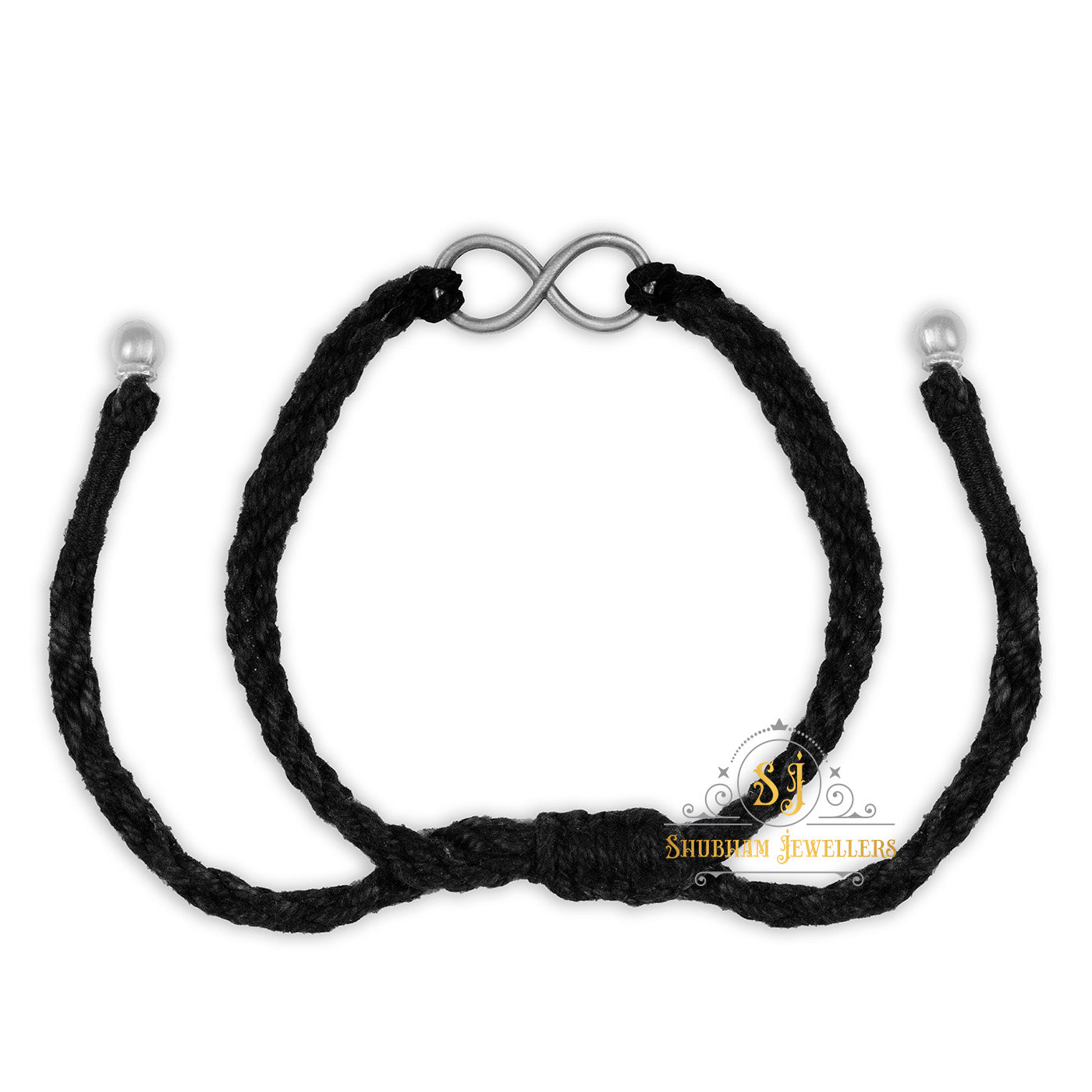 "JEWELYAARI 925 New Oxidised Black Thread Silver Infinity Nazarbattu Nazaiya Anklet for Girls, Women and Children with Silver Ghunghroo"