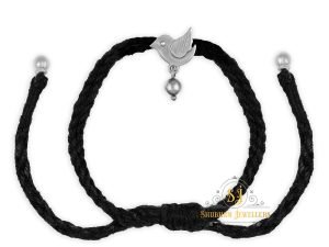 "Shubham Jewellers Rehti 925 Oxidised Silver Black Thread Bird Nazarbattu Nazaiya Anklet Bracelet for Girls, Women and Children with Silver Ghunghroo"