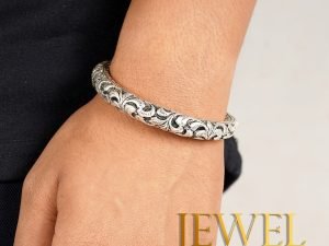 Pure Silver Chandi Oxidized Hollow Tribal Kada For Men and Boys With 925 Hallmark (35-36 gm)