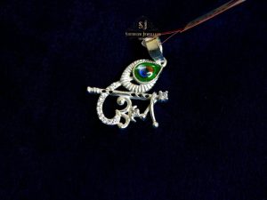 Om Krishna Feather Pendant – Divine Energy & Spiritual Elegance | Jewelyaari