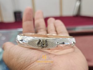 925 Pure Silver Kada - Damru & Trishool Mahadev Design
