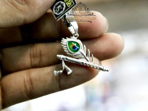Krishna Peacock Feather Flute Pendant – Symbol of Divine Harmony | Jewelyaari