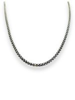 SJ SHUBHAM JEWELLERS 925 sterling silver Popcorn Chain For Men, Women, Boys, and Girls, Oxidized Chain Necklace BIS Hallmarked Chain (BOX_24IN_11GM)