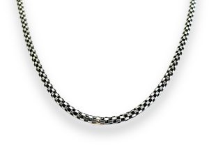 SJ SHUBHAM JEWELLERS 925 sterling silver Popcorn Chain For Men, Women, Boys, and Girls, Oxidized Chain Necklace BIS Hallmarked Chain (BOX_24IN_14GM)