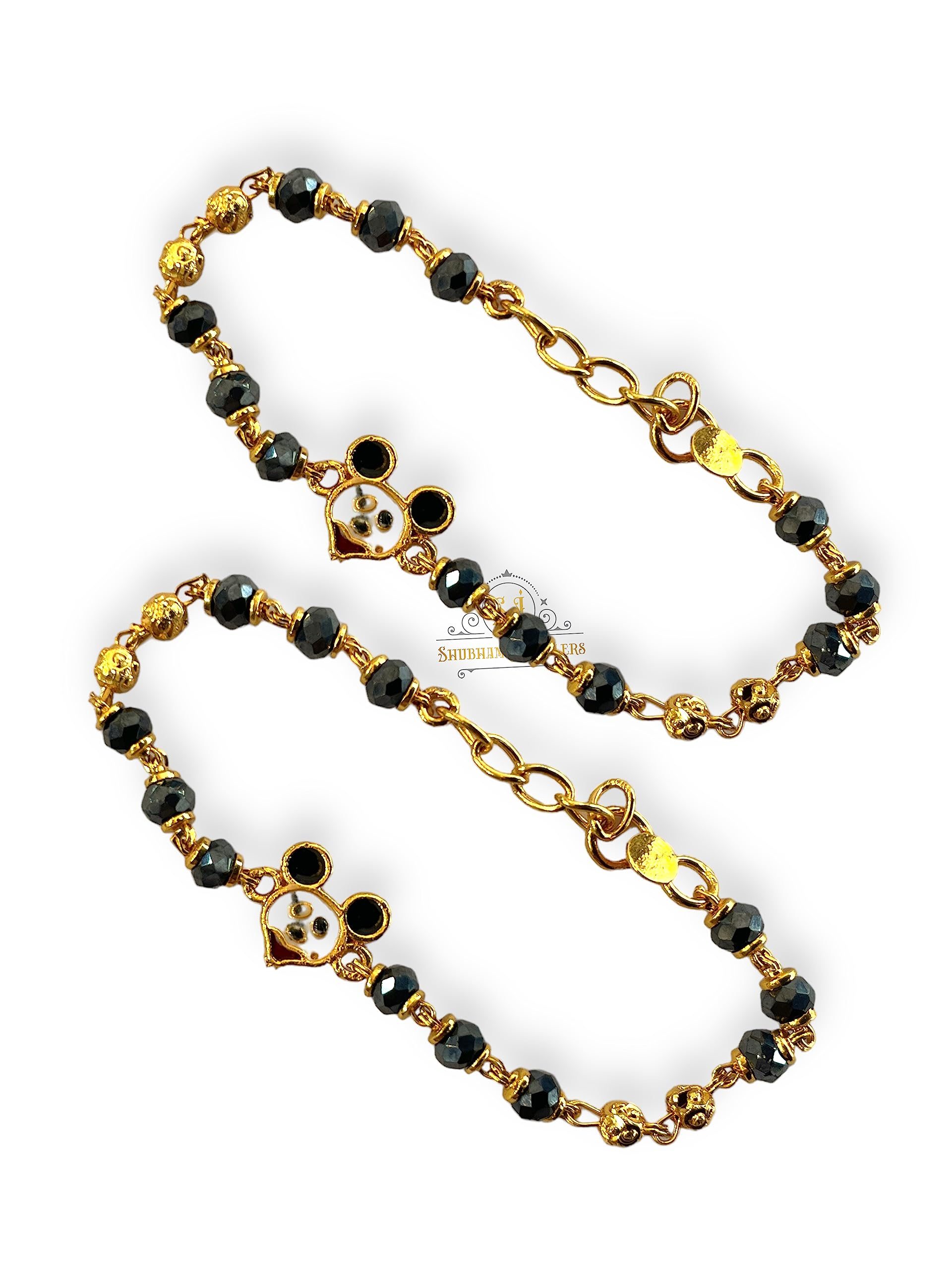 JewelYaari™ Gold Foaming Jewellery Gold Plated Baby Bracelet Crystal Nazariya Bracelet Latest Trend Style Beautiful Artificial Hand Nazariya for Kids (Micky Mouse)