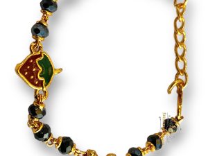 JewelYaari™ Gold Foaming Jewellery Gold Plated Baby Bracelet Crystal Nazariya Bracelet Latest Trend Style Beautiful Artificial Hand Nazariya for Kids (stroberi)