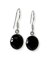 JewelYaari™ by JewelYaari™Pure 925 Sterling Silver Hoop Dangle Earrings for Women and Girls Black Crystal Earring for Girl