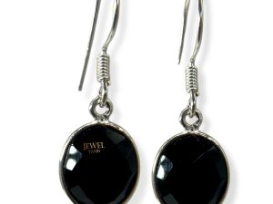 JewelYaari™ by JewelYaari™Pure 925 Sterling Silver Hoop Dangle Earrings for Women and Girls Black Crystal Earring for Girl