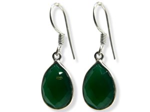JewelYaari™ by JewelYaari™Pure 925 Sterling Silver Hoop Dangle Earrings for Women and Girls Green Emerald Look alike Earring for Girl